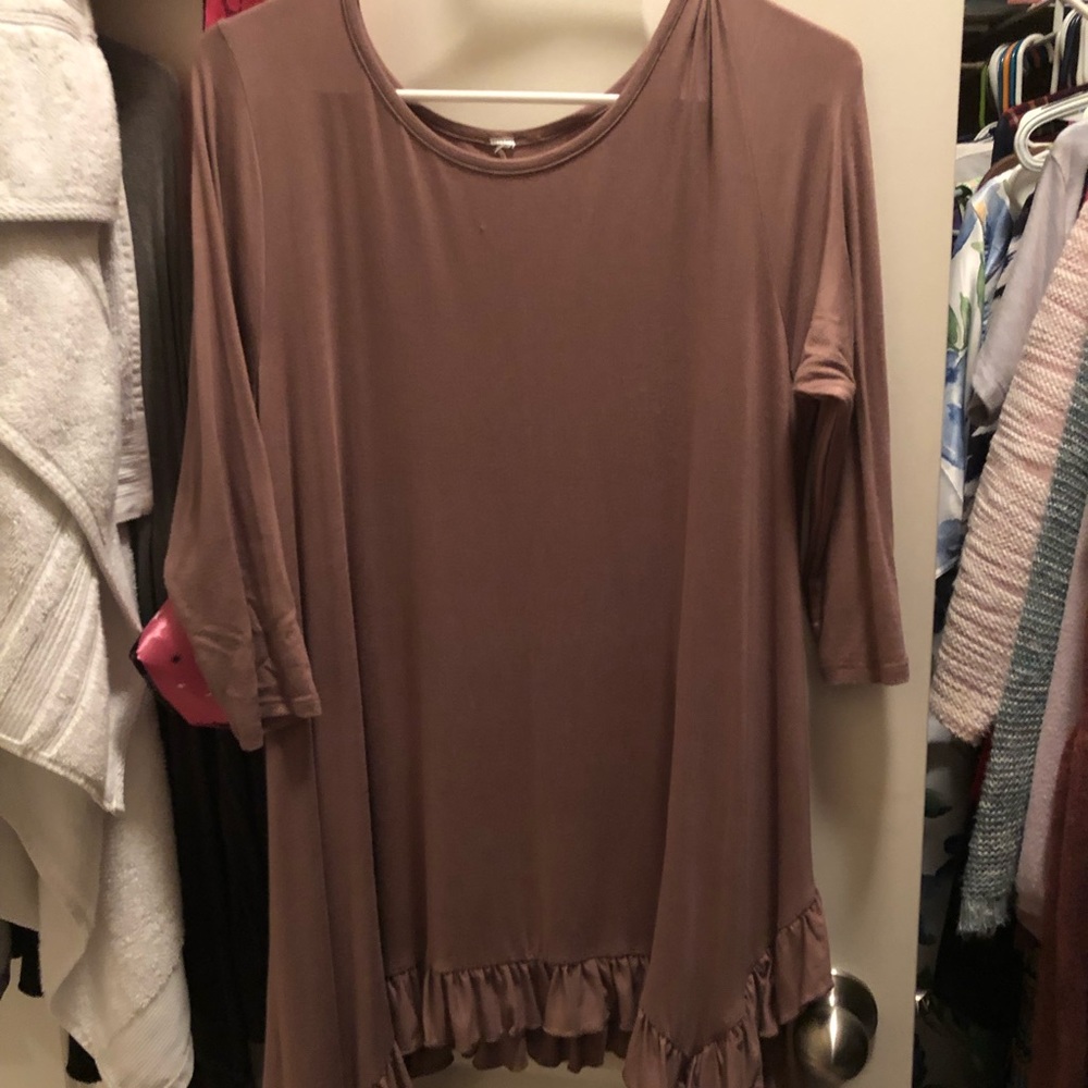 Brown ruffle tunic